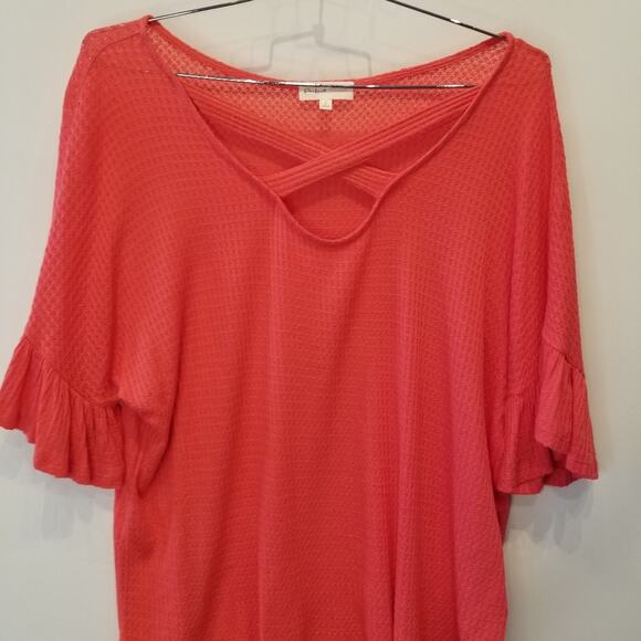 Perfect Peach Orange Oversized Cool Lightweight Tunic Top Bell Sleeves Size L - Picture 2 of 11